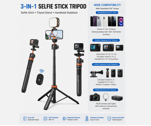 Inch selfie stick tripod - stick,